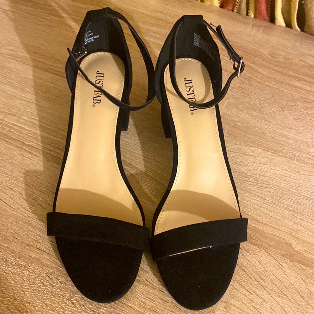 Open toe black heel
